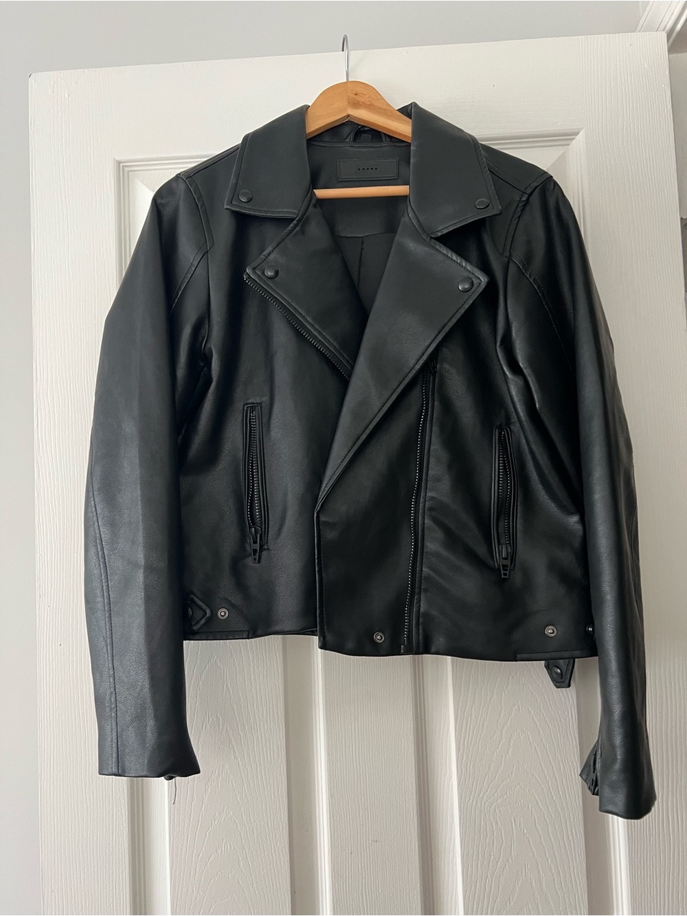 Blank NYC Black Leather Moto Jacket for Women